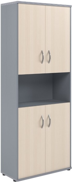 Шкаф с двумя комплектами глухих малых дверей СТ-1.5 Клен/Металлик 770*365*1975