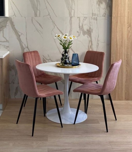 Стол кухонный Tulip style белый, d-90 см