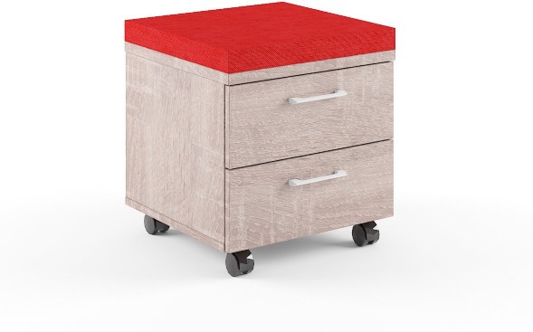 Тумба с подушкой XMC-2D Дуб Сонома/Красный