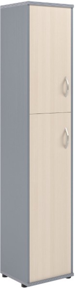 Шкаф колонка с глухой малой и средней дверьми СУ-1.8(L) Клен/Металлик 406*365*1975