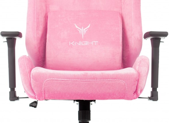 Кресло игровое Knight N1 Fabric розовый Velvet 36 с подголов. крестов. металл