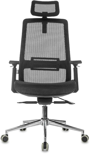 Кресло руководителя Бюрократ MC-912-H черный сетка с подголов. крестов. металл хром